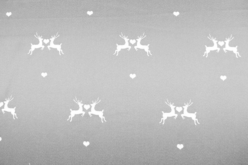 Verliebter Hirsch - Dekostoff Jacquard - Silber/Creme