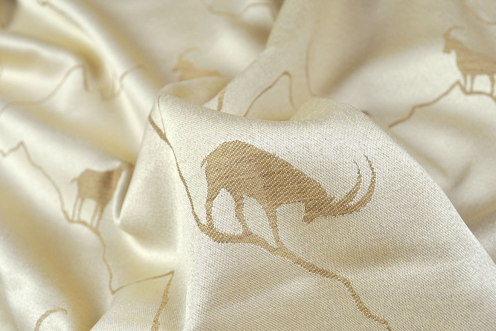 Dekostoff Jacquard - zweiseitig - Alpen-Steinbock - Creme/Beige
