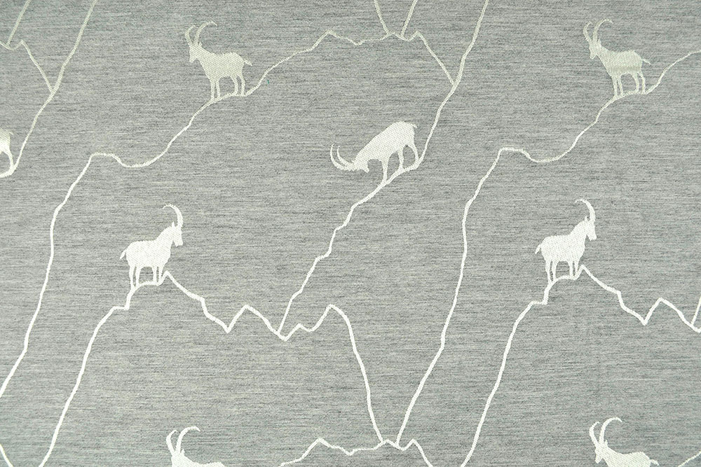 Dekostoff Jacquard - zweiseitig - Alpen-Steinbock - Grau/Creme