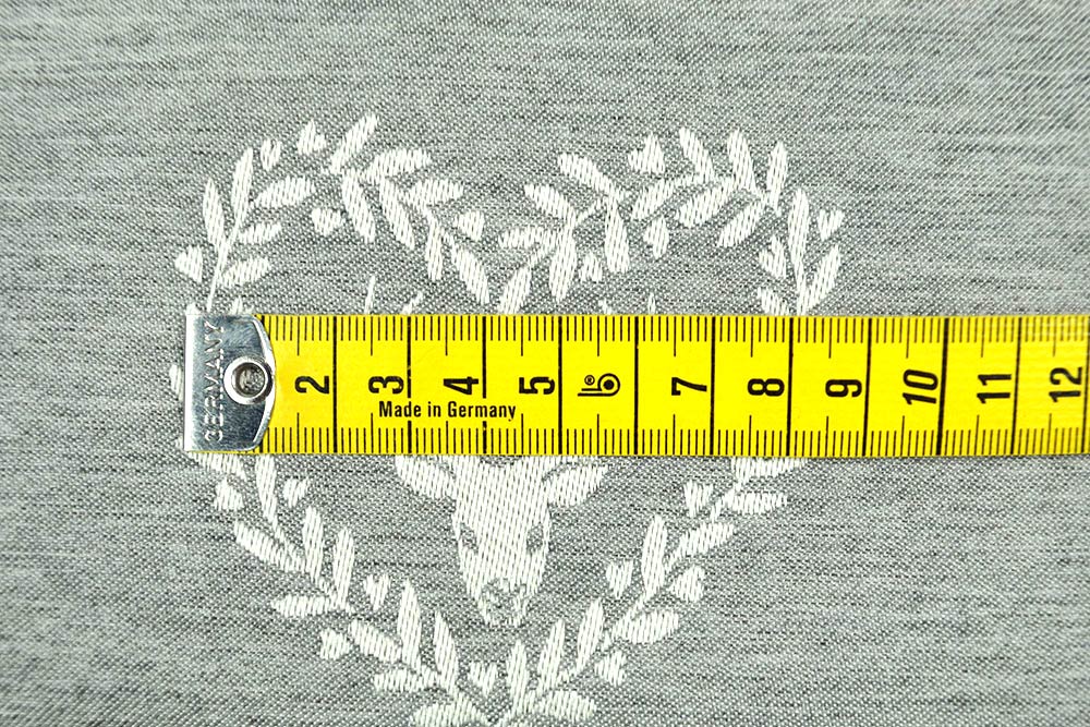 Dekostoff Jacquard - zweiseitig - Hirsch im Herz - Grau/Creme