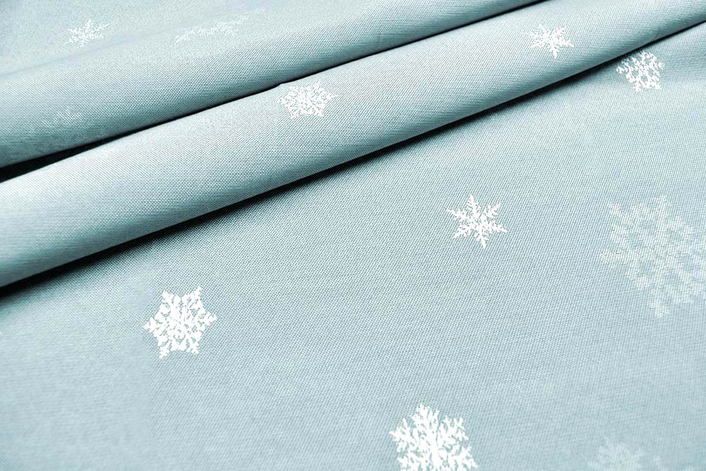 Dekostoff Jacquard - zweiseitig - Schneekristall - Hellblau/Eisblau