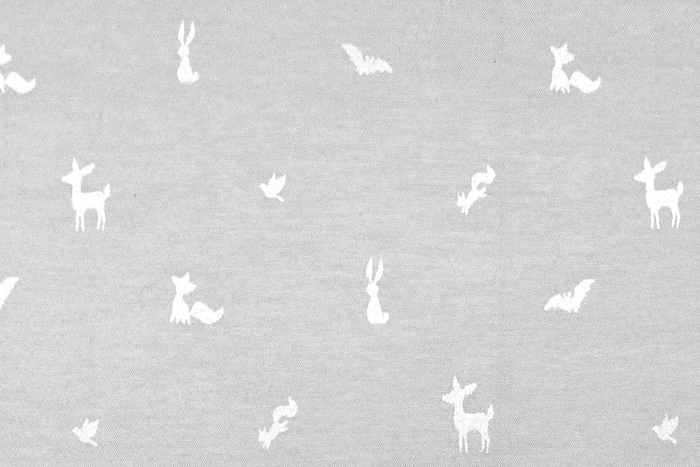 Gardinenstoff - zweiseitig - Kleine Tiere - Hellgrau/Creme