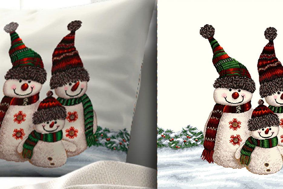 Gobelin-Kissenpanel - Schneemänner
