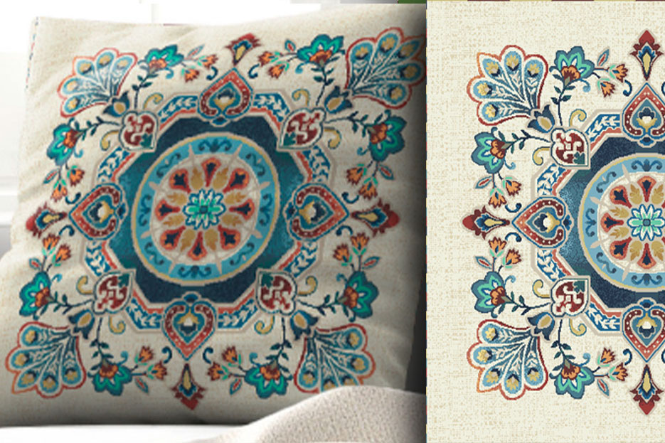 Gobelin-Kissenpanel - Majolika Ornament