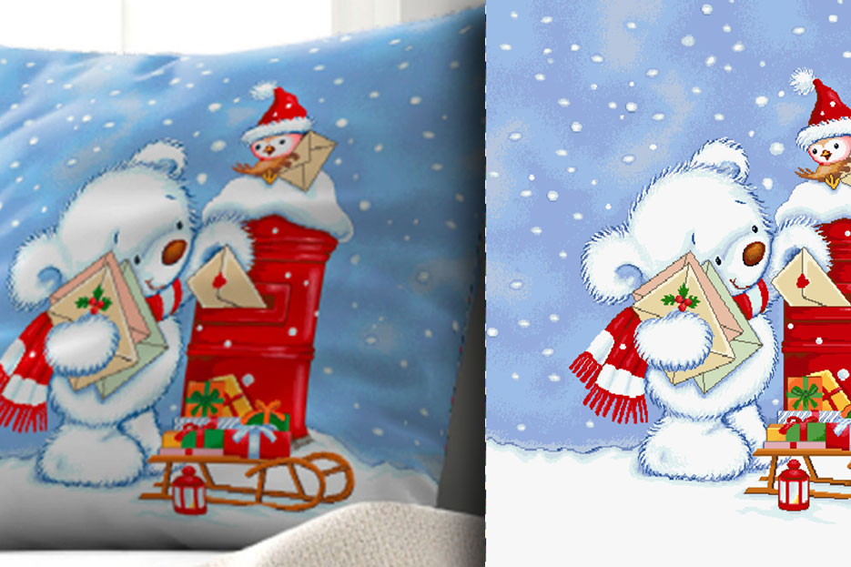 Gobelin-Kissenpanel - Knuddeliger Teddy