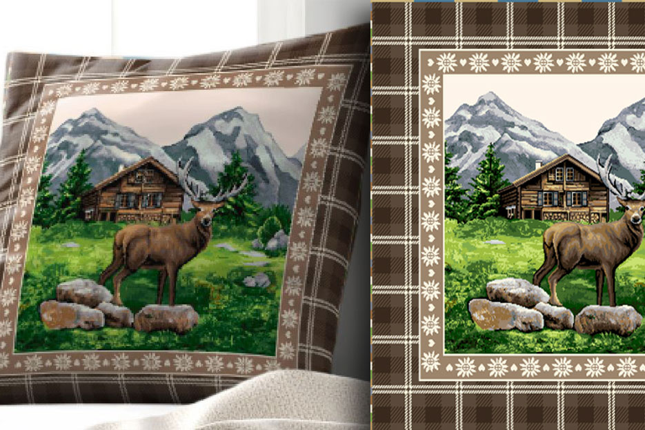 Gobelin-Kissenpanel - Landhaus Hirsch