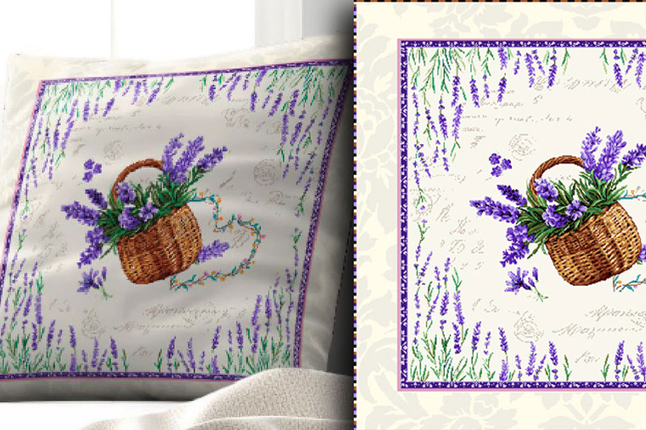 Gobelin-Kissenpanel - Lavendelfeld