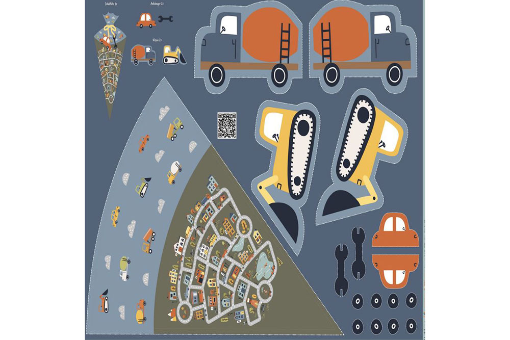 Panel - Schultüten-Stoff - Baustelle