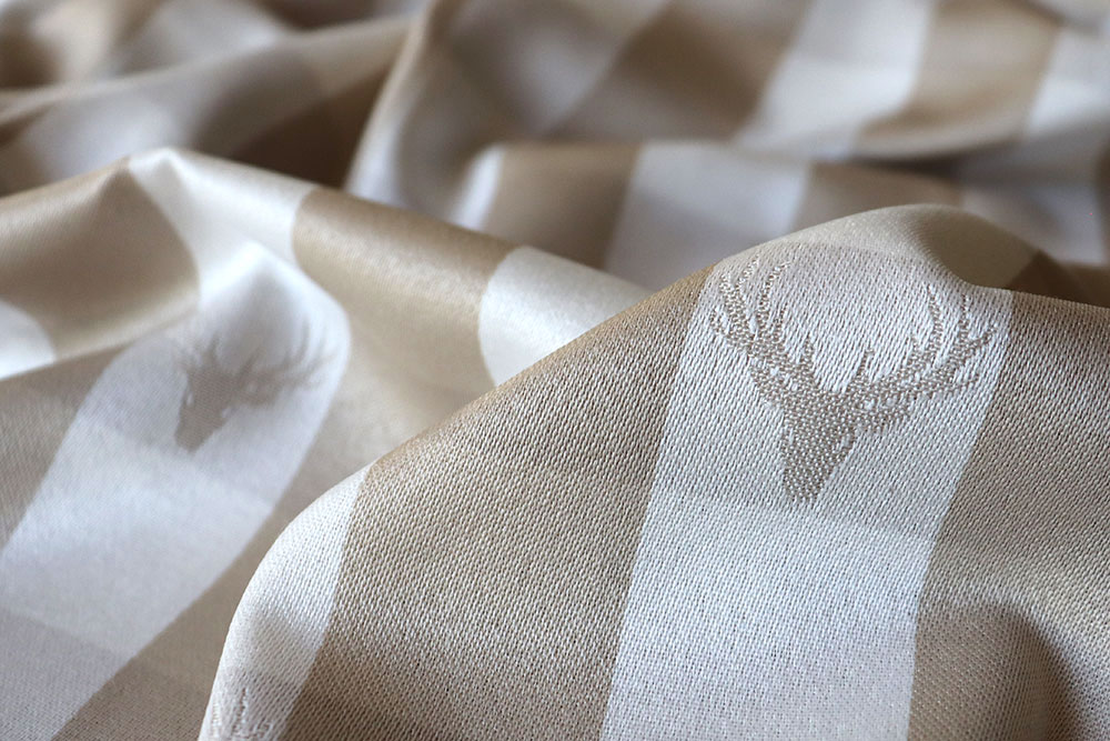 Dekostoff Jacquard beidseitig - Hirsch-Karo - Beige