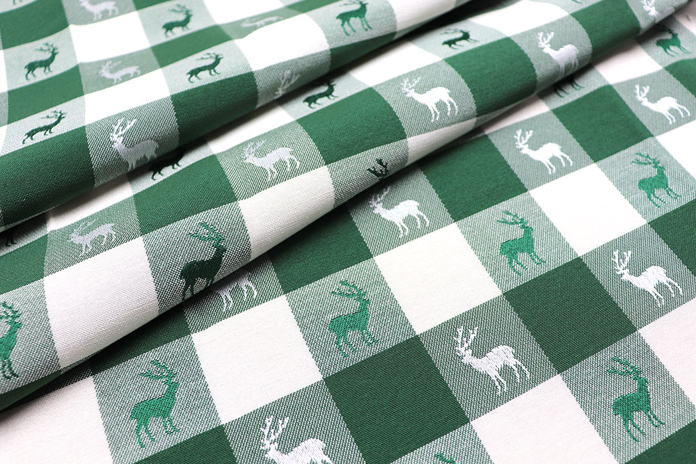 Dekostoff Jacquard beidseitig - Alm-Karo - Grün