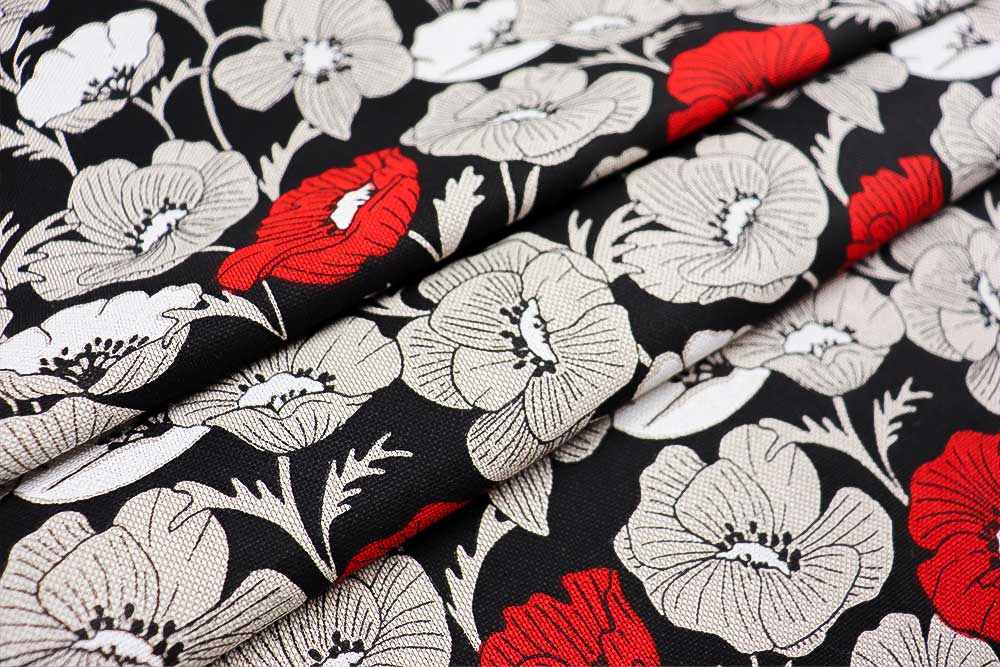 Dekostoff Leinenoptik - Mohnzauber