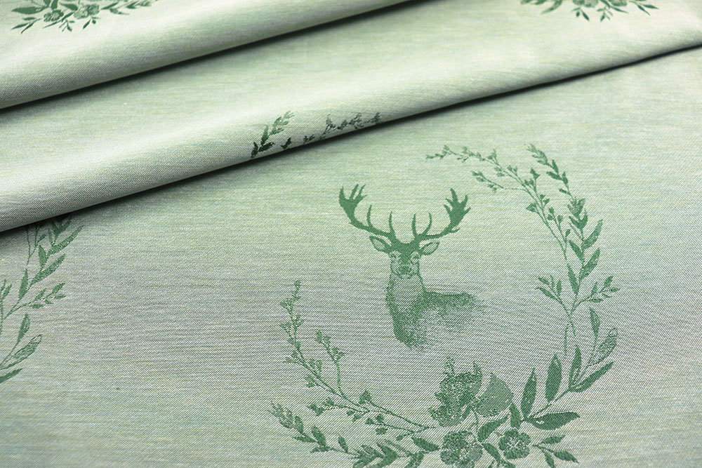 Dekostoff Jacquard beidseitig - Hirsch-Siegel - Grün