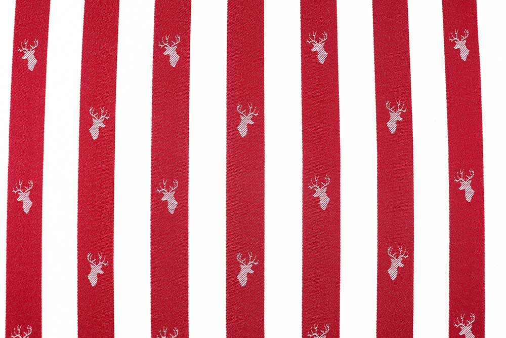 Dekostoff Jacquard - Hirsch-Streifen - Rot
