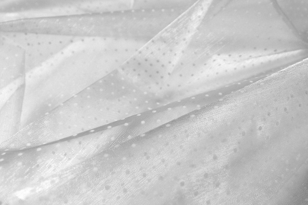 Organza beflockt - Tupfen - Weiß