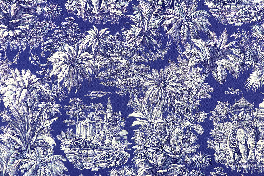 Baumwollstoff - Toile de Jouy - Mayani Blue