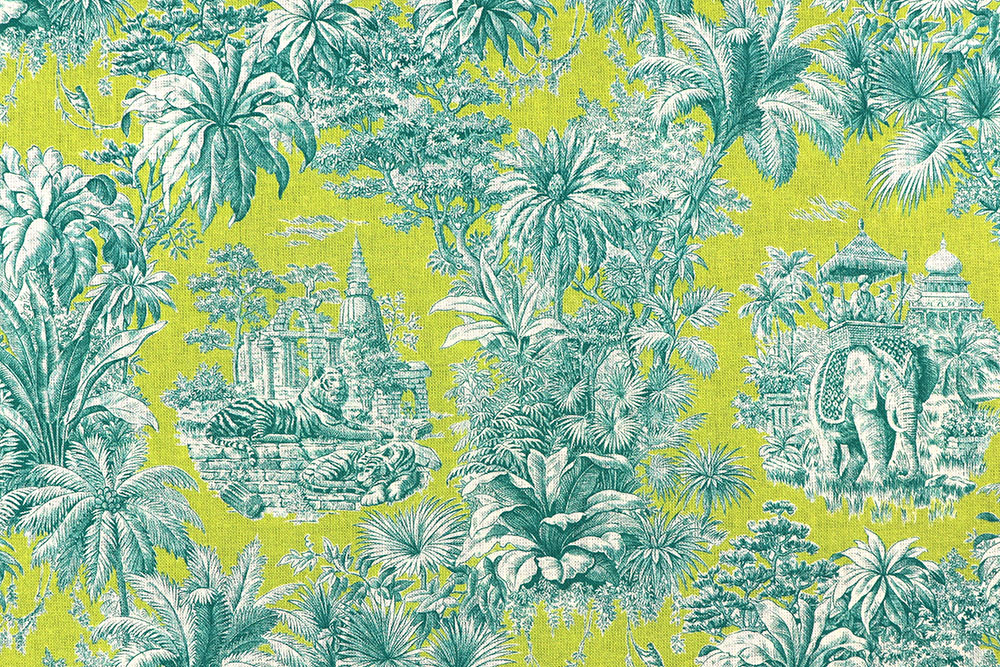 Baumwollstoff - Toile de Jouy - Mayani Green