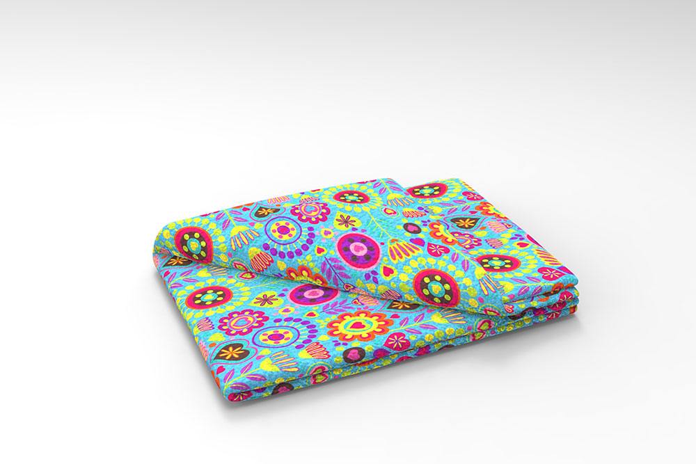 Fleece-Stoff - Retro-Blumenwiese