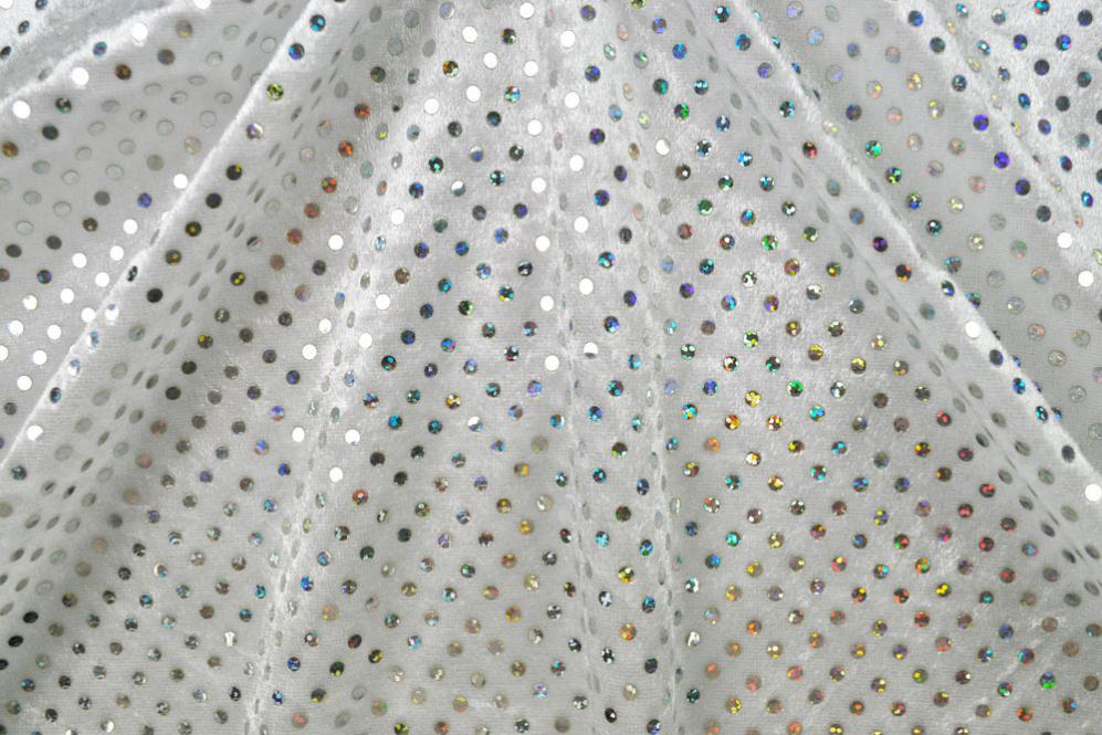 Silberpailletten Pannesamt - Weiß