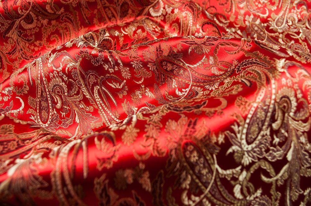 China Seidenimitat Lian - Rot/Kupfer