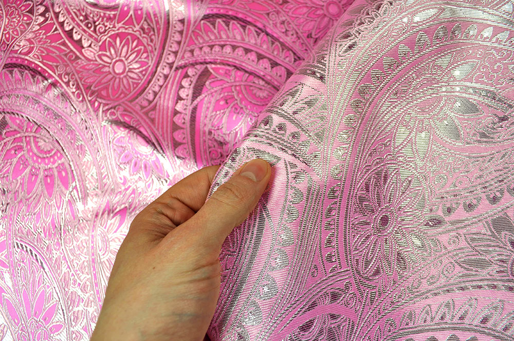 Brokat Maharani - Rosa/Silber