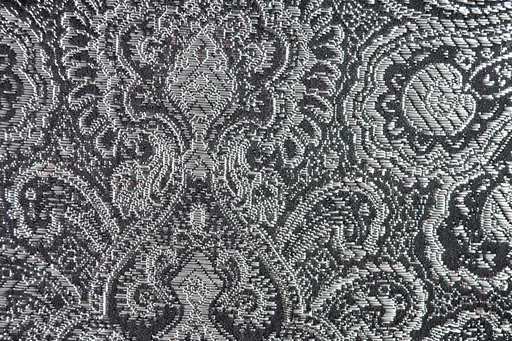 China-Seidenimitat - Silberglanz - Schwarz