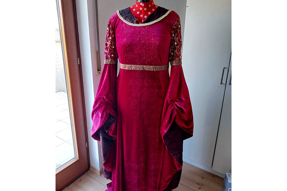 Stretch-Samt Glitzer - Bordeaux