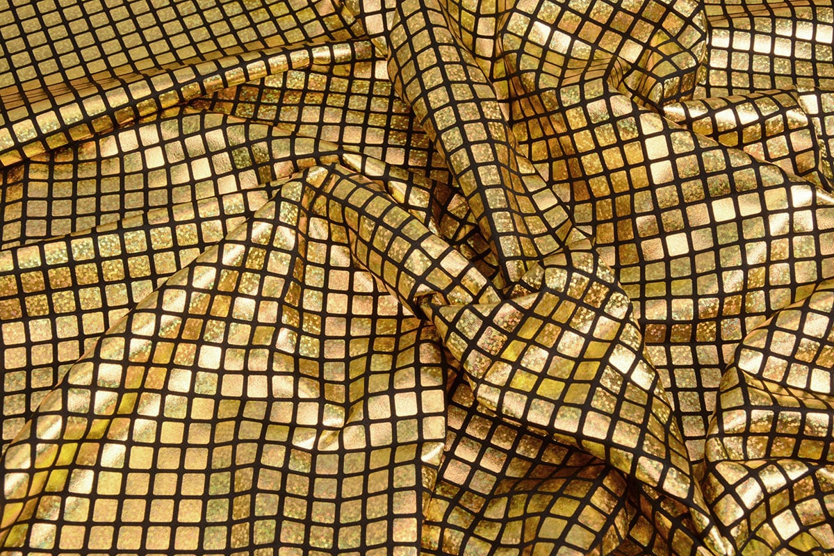 Tanzkleiderstoff Hologramm - Golden Squares