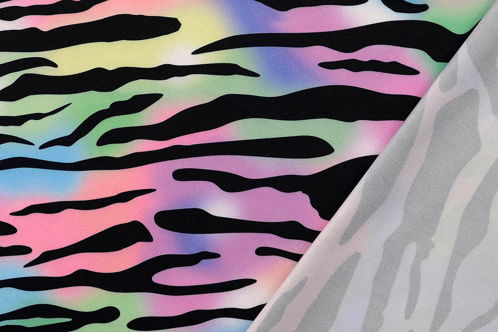 Polyesterjersey - Buntes Zebra