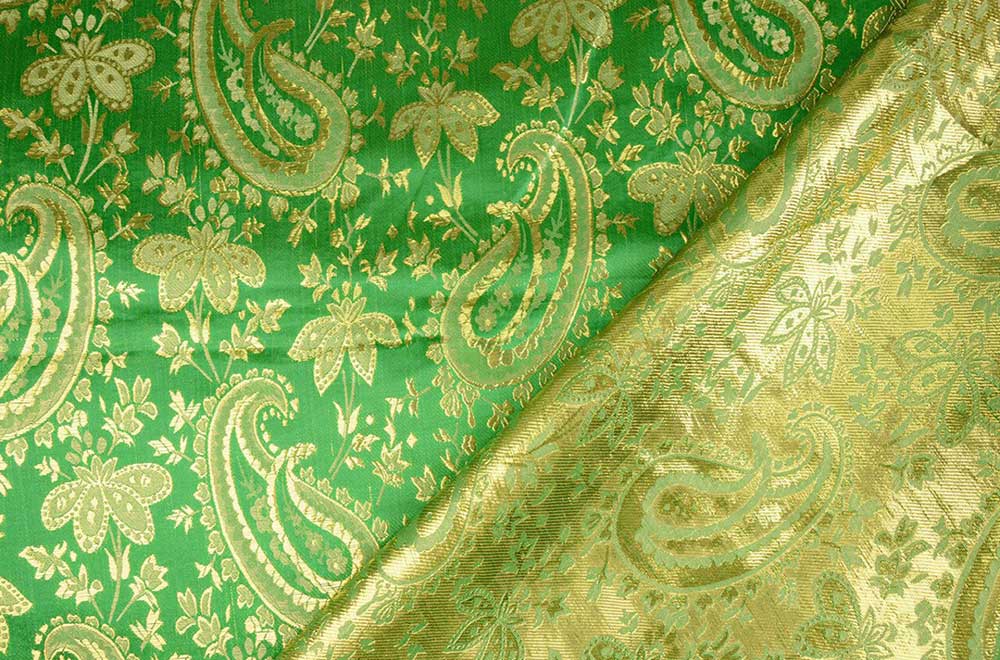 Brokat - Paisley - Grün/Gold
