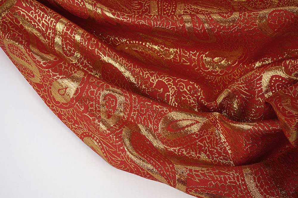 Brokat - Paisley - Rot/Gold