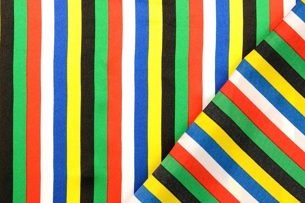 Satin - Streifen - Weiß/Bunt