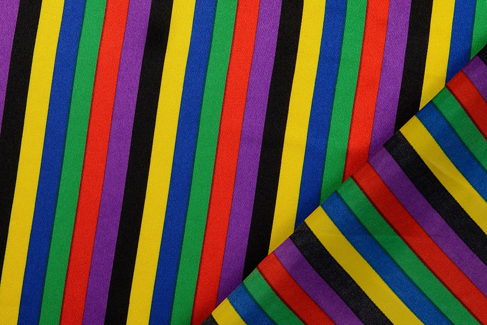 Satin - Streifen - Schwarz/Bunt