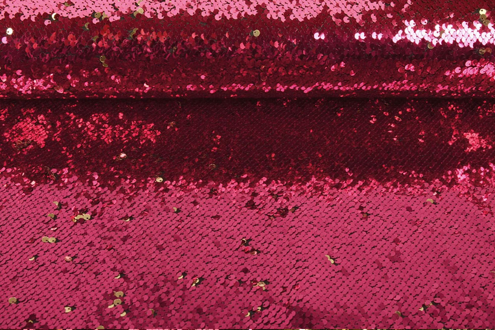 Wende-Pailetten-Stoff - Pink/Gold