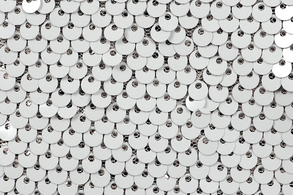 Wende-Pailletten-Stoff - Weiß/Silber