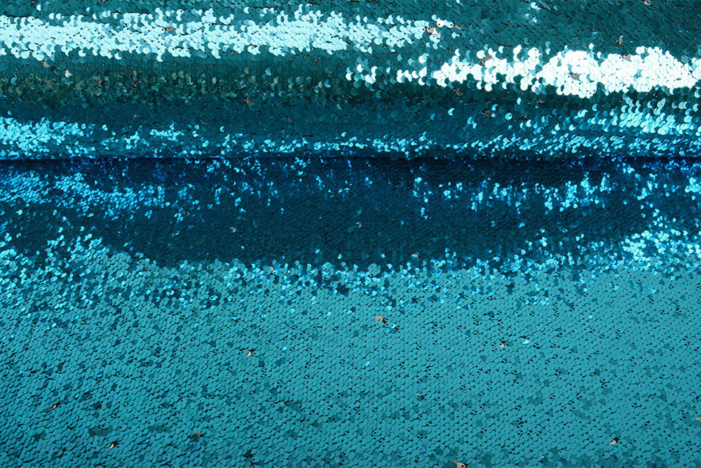 Wende-Pailletten-Stoff - Blau/Silber