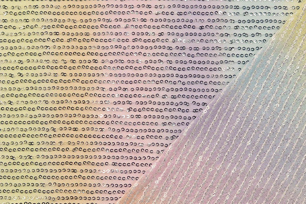 Paillettenstoff - Regenbogen-Tüll
