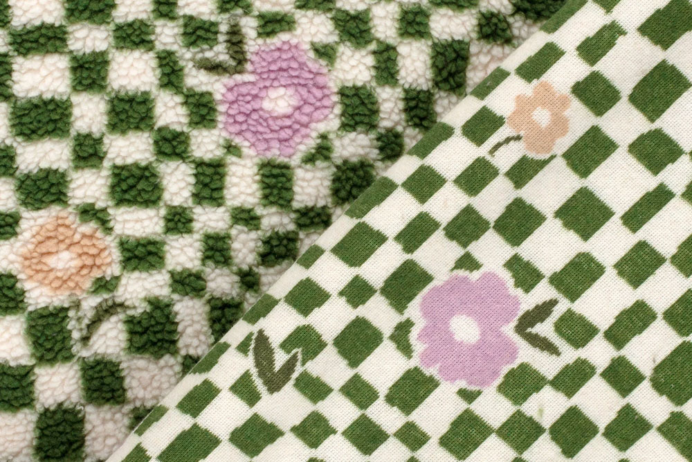 Sheerpa Fleece - Check & Blossom