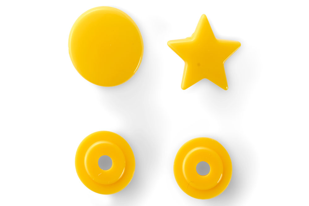 Nähfrei-Druckknöpfe - "Color Snaps" - Sterne - Gelb