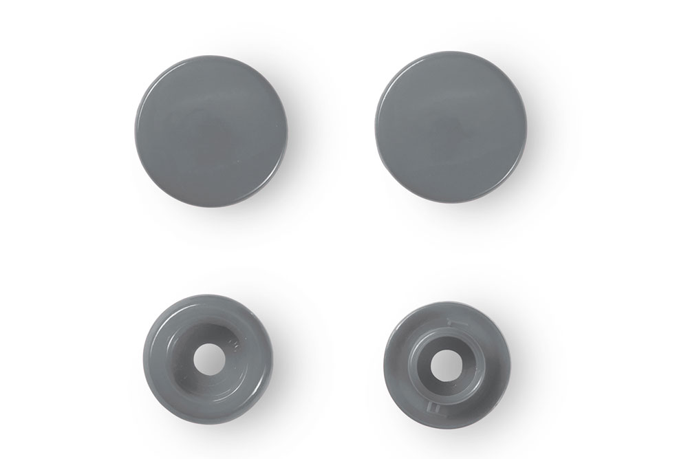 Nähfrei-Druckknöpfe - "Color Snaps" - 12,4 mm - Grau
