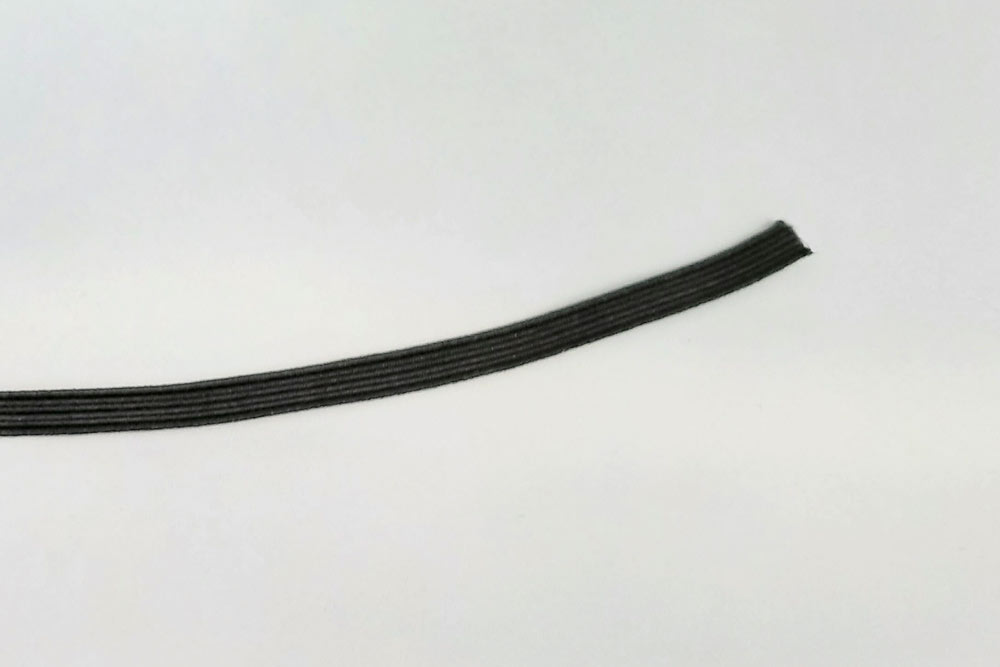 Elastik-Gummilitze - 5 mm breit - meterweise - Schwarz