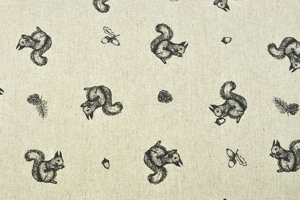Dekostoff Leinen - Kleine Eichhörnchen