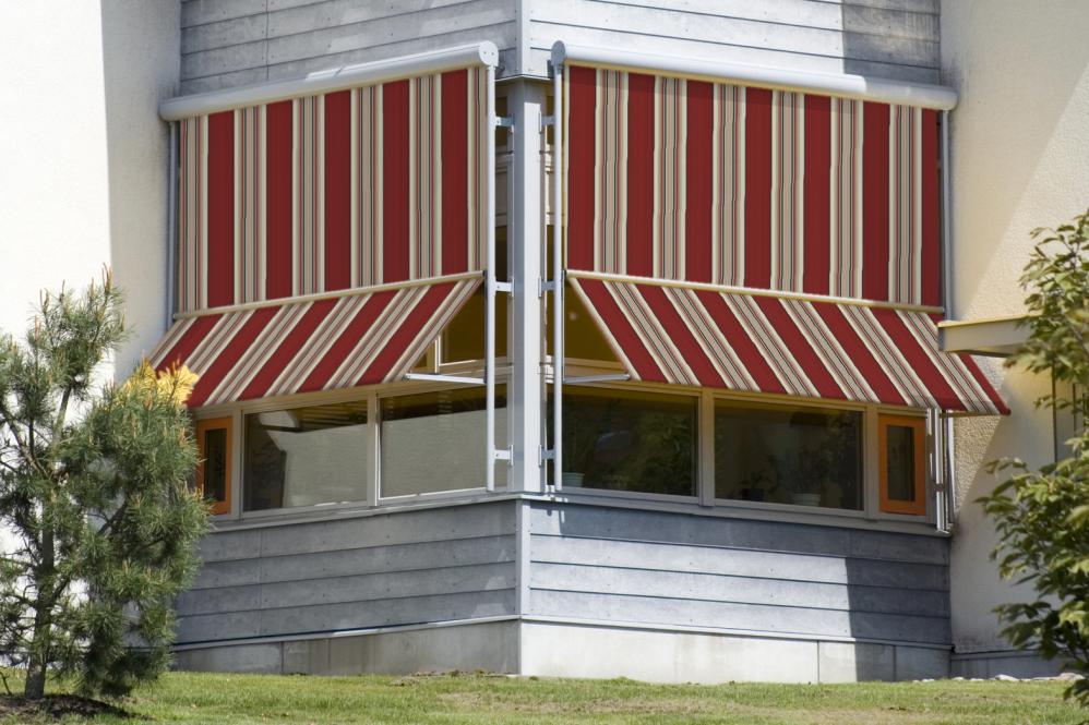 Markisenstoff 160 cm - Spain Sun - Multistreifen - Bordeaux - 1,0 Meter