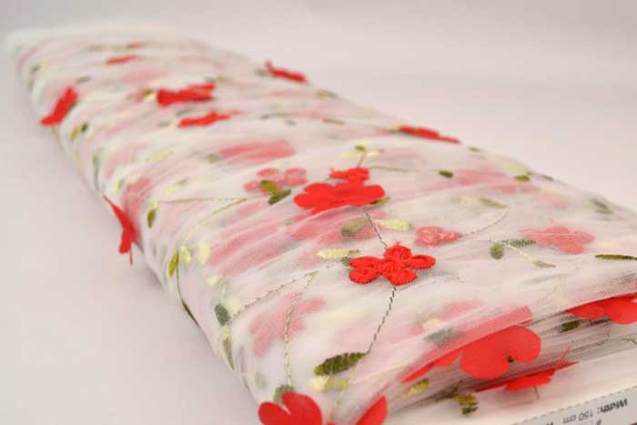 Mesh bestickt - Red Flower