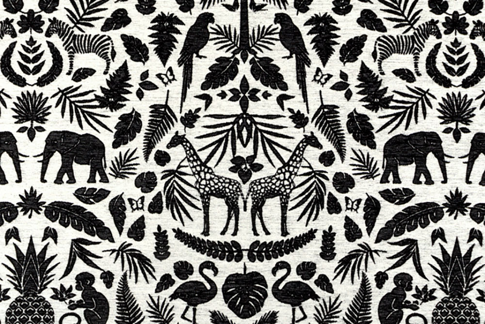 Wende-Jacquard Chenille - Afrika - Schwarz/Weiß