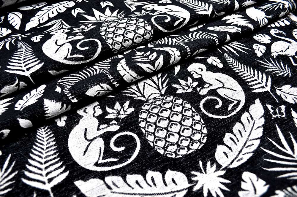 Wende-Jacquard Chenille - Afrika - Weiß/Schwarz