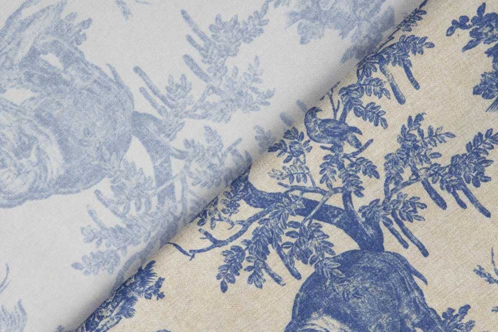 Möbelstoff Toile de Jouy - Athina - Blau - 280 cm