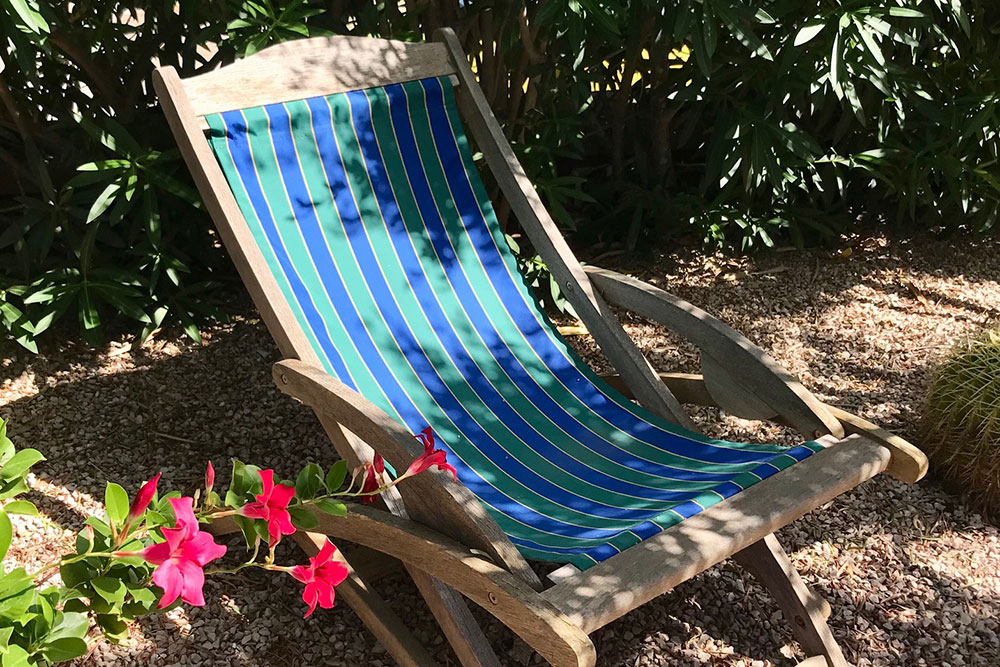 Liegestuhl-Stoff gesäumt - Streifen - 45 cm breit