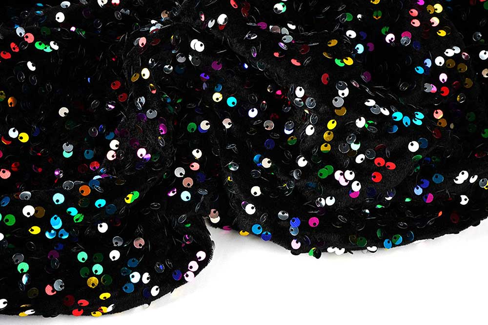 Pailetten auf Samt - Bunt