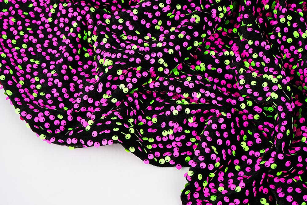 Pailetten auf Samt - Neon