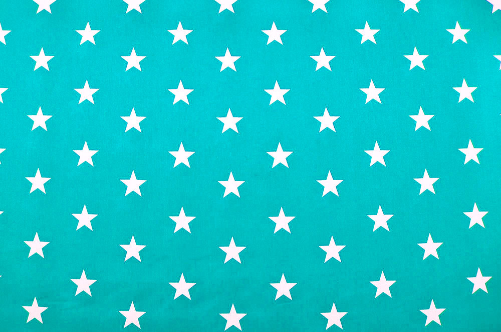 Patchwork-Stoff Léger - Big Stars - Petrol/Weiß